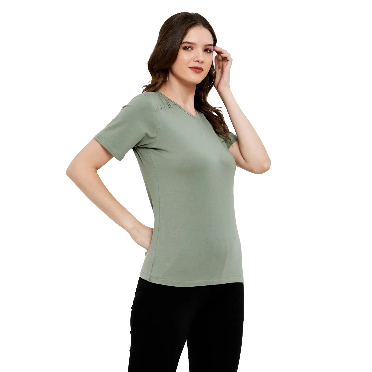 FRONT SHOULDER GATHERED TOP