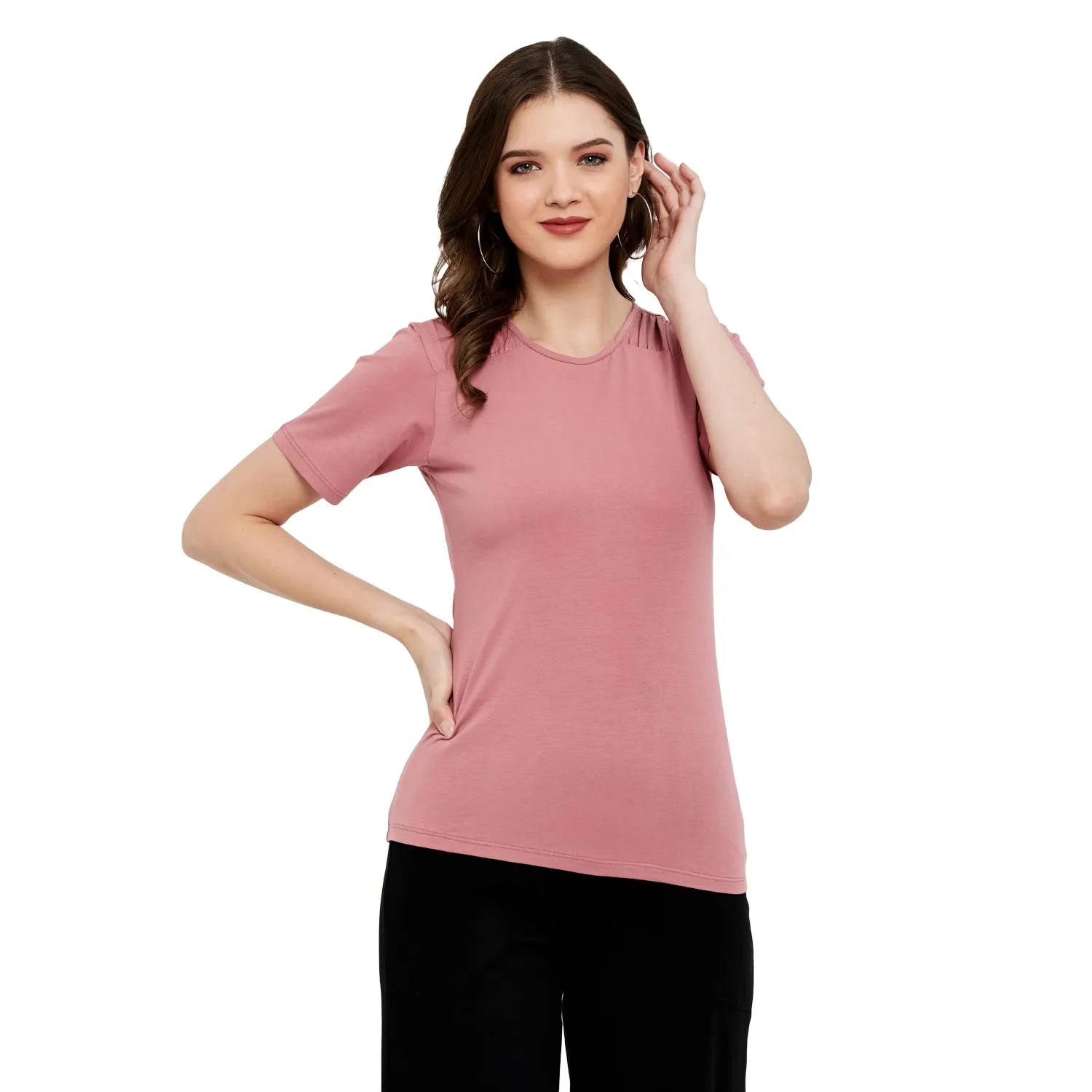 FRONT SHOULDER GATHERED TOP