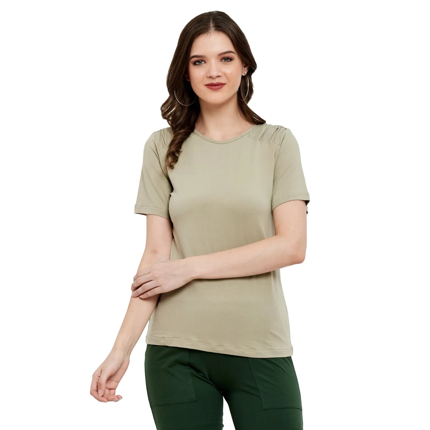 FRONT SHOULDER GATHERED TOP