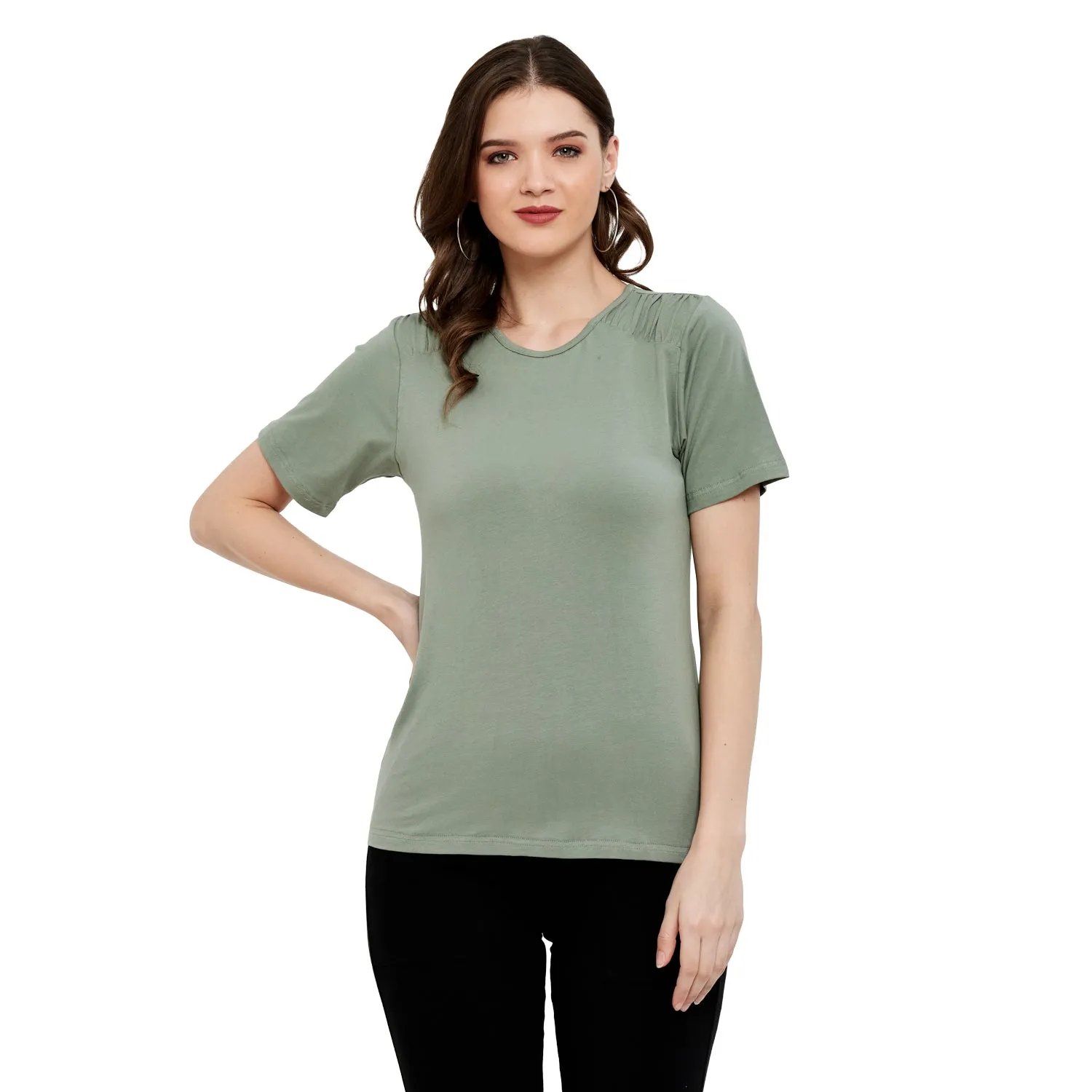 FRONT SHOULDER GATHERED TOP