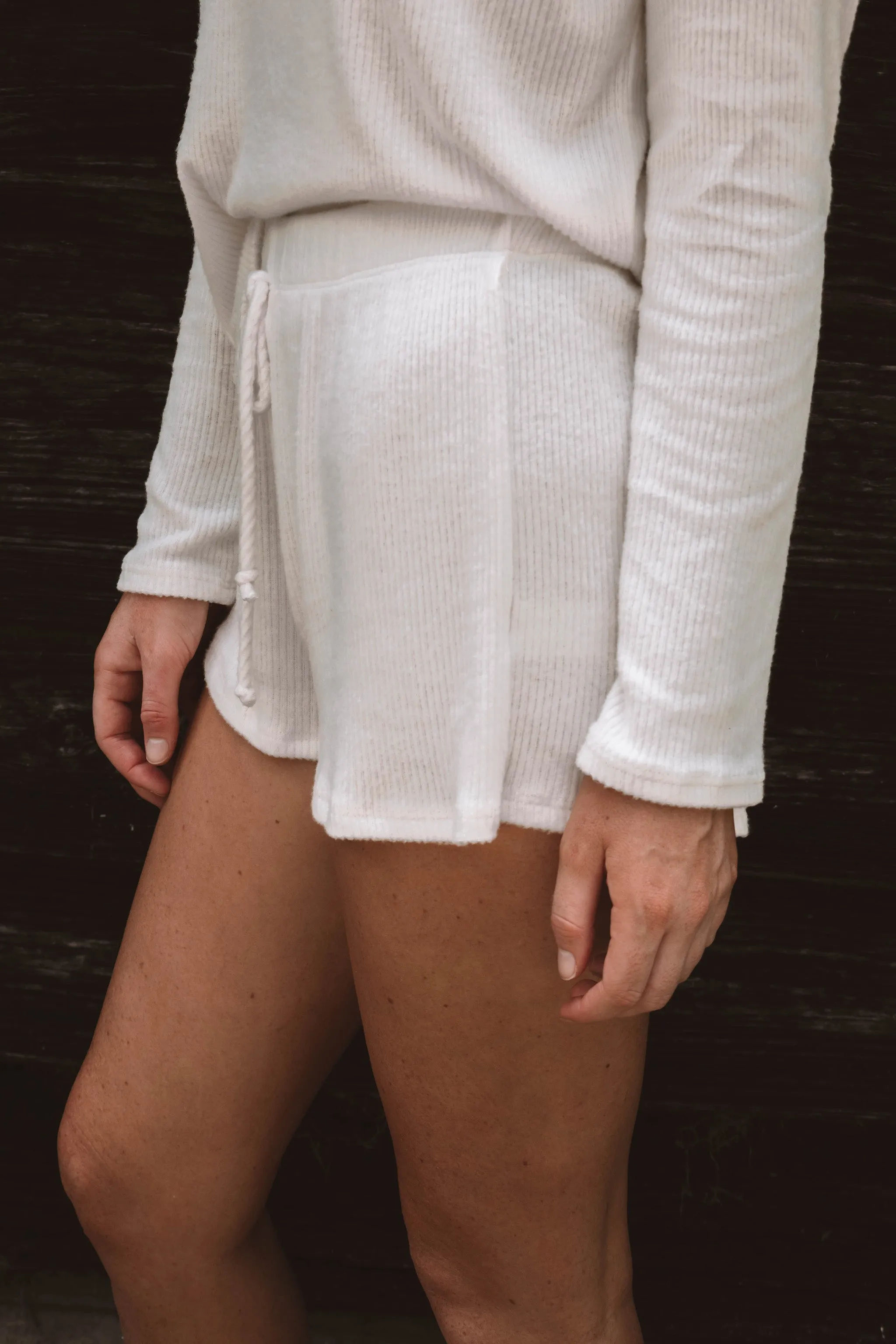 Georgie Ribbed Shorts - Ivory