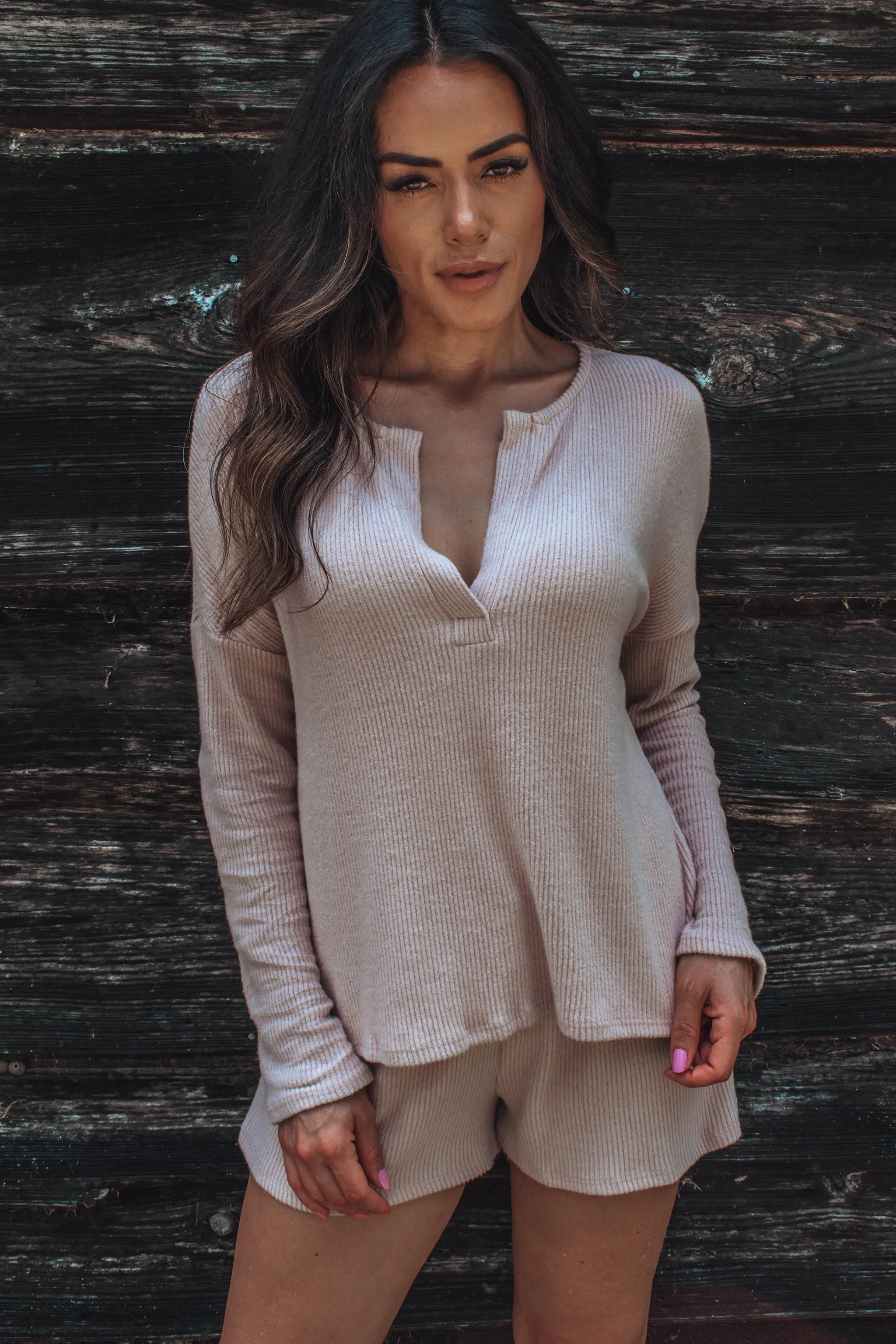 Georgie Ribbed Top - Dusty Rose