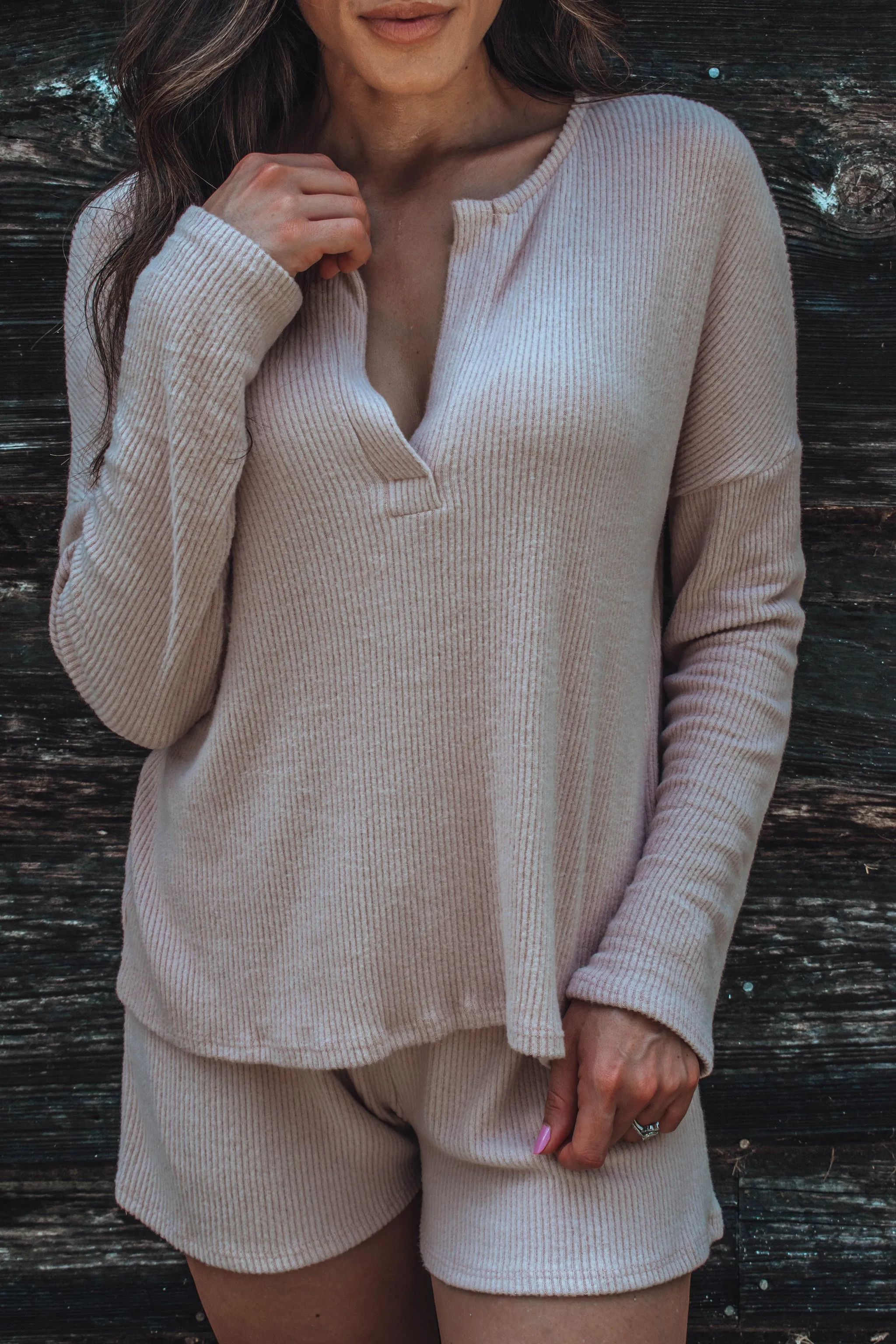 Georgie Ribbed Top - Dusty Rose
