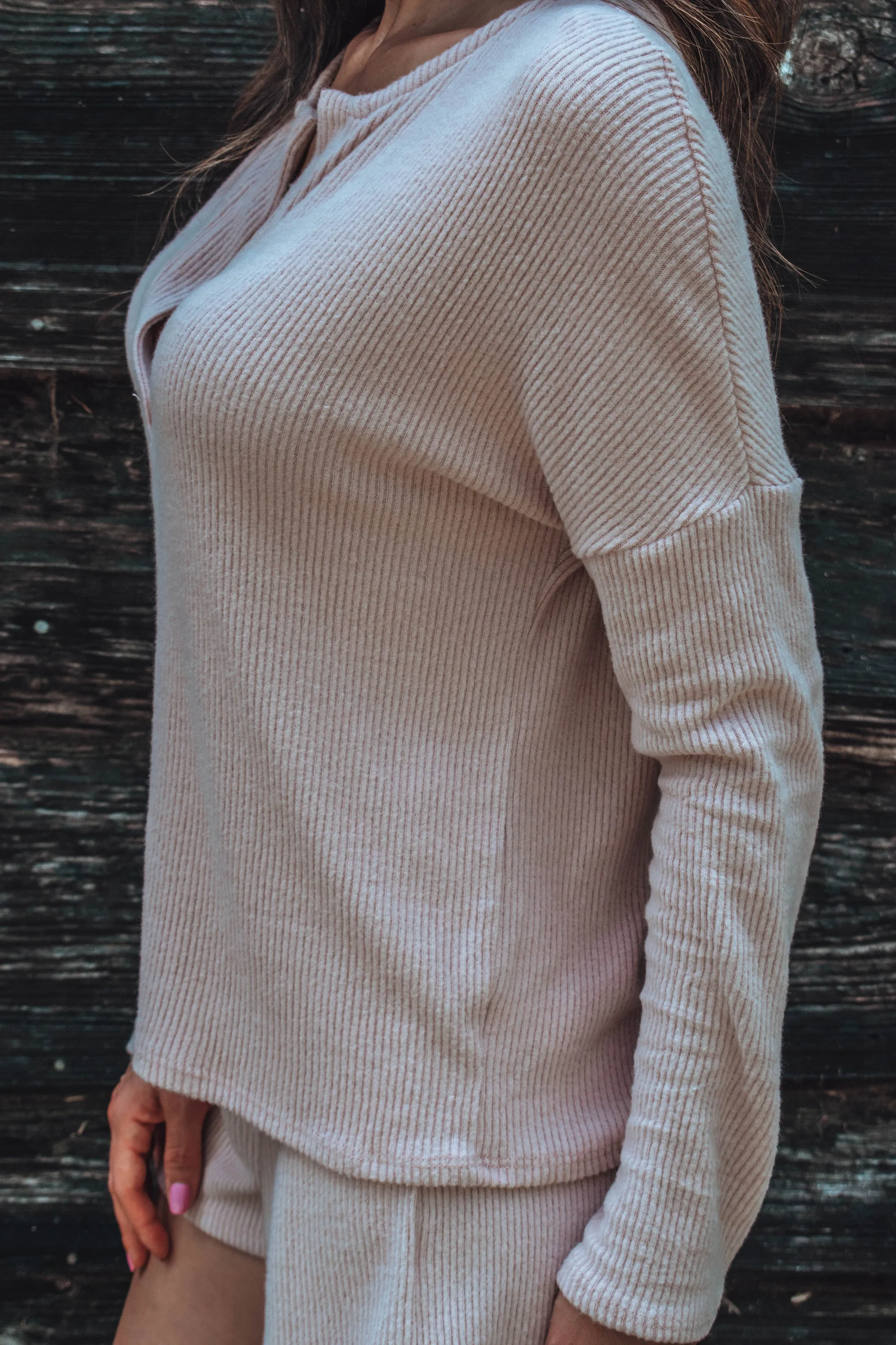 Georgie Ribbed Top - Dusty Rose