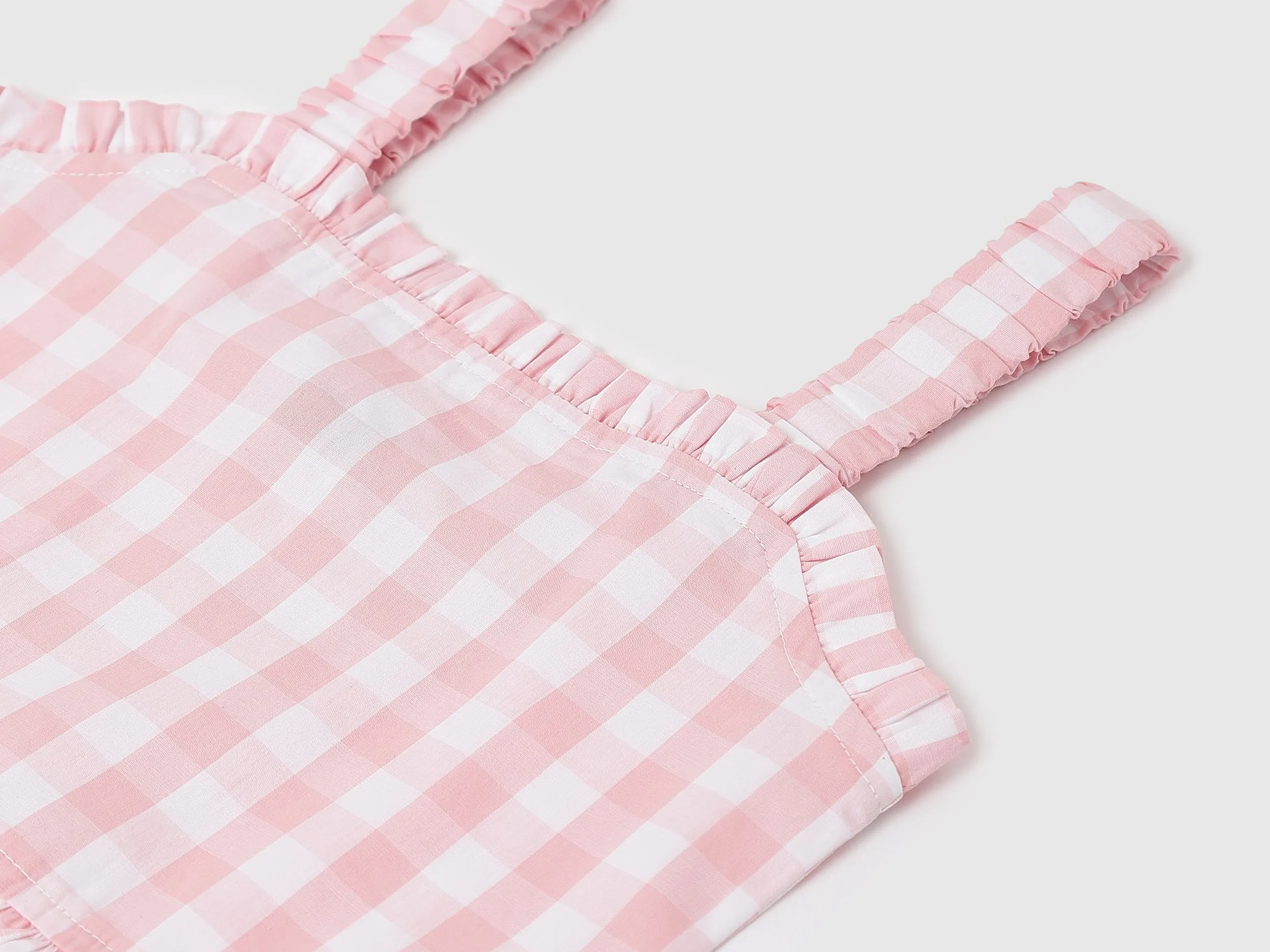 Girls Checked Shoulder Strap Top