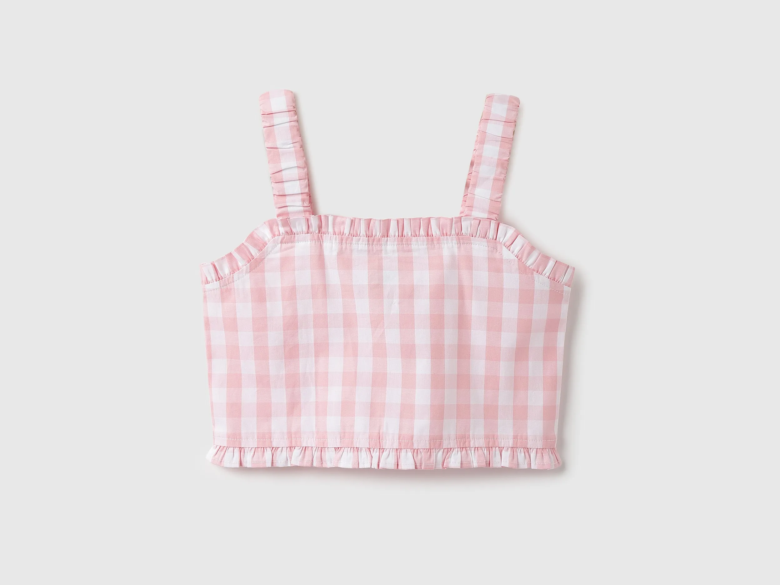 Girls Checked Shoulder Strap Top
