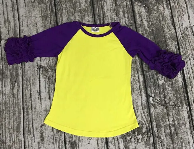 girls clothes o-neck baby girls kids icing ruffle raglan tops shirts girls casual tops fall Autumn top T-shirt