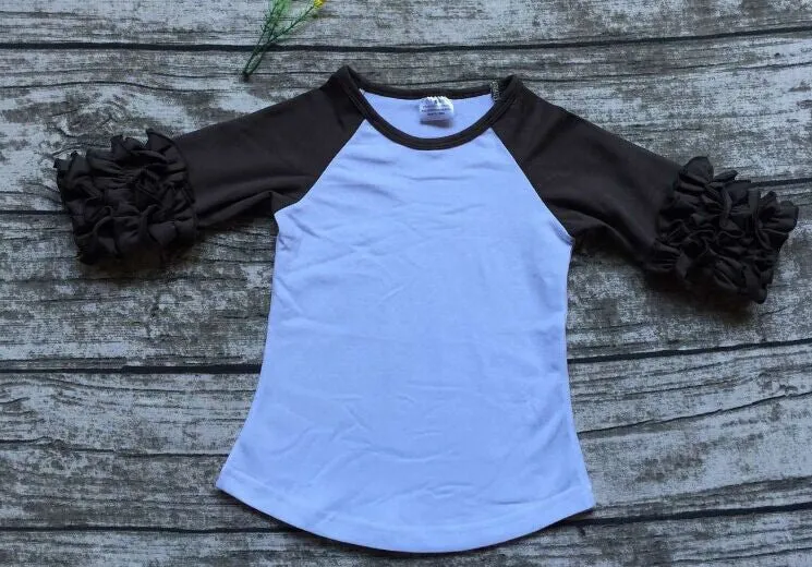 girls clothes o-neck baby girls kids icing ruffle raglan tops shirts girls casual tops fall Autumn top T-shirt