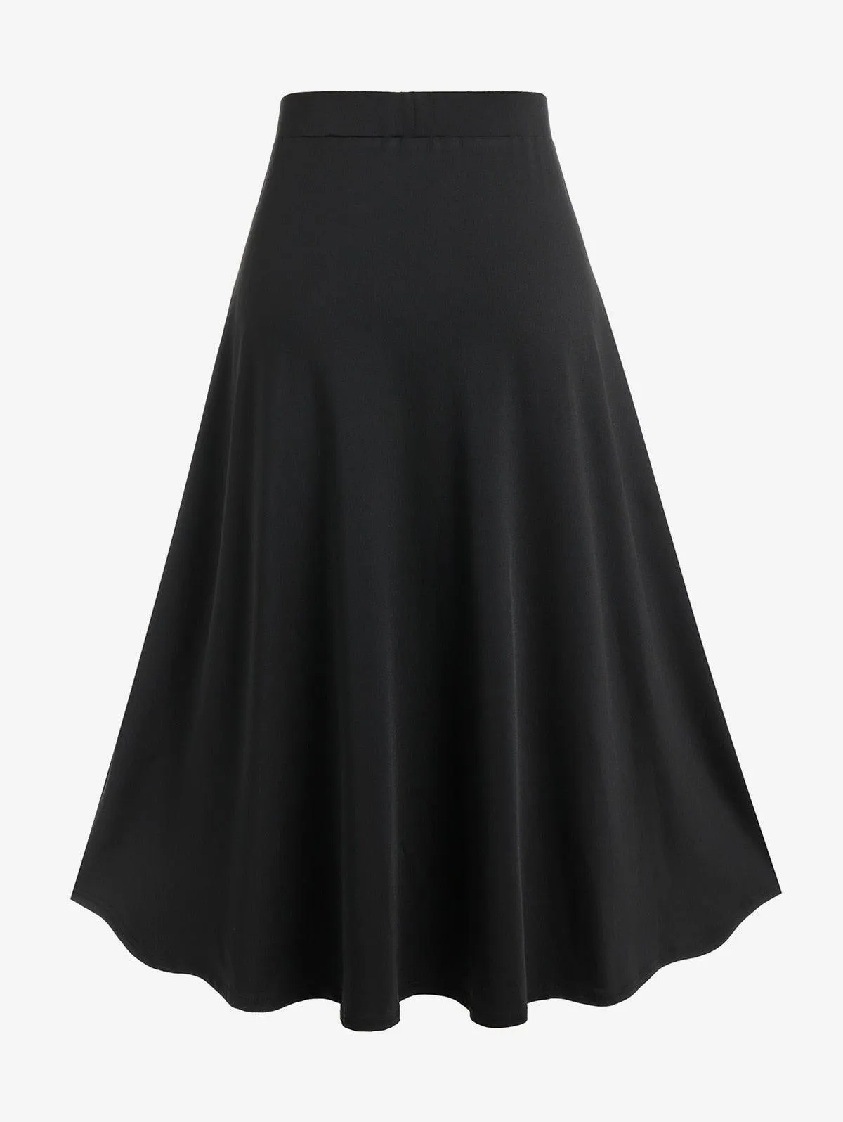 Gothic Lace Up A Line Skirt Elastic Waisted Long Skirt