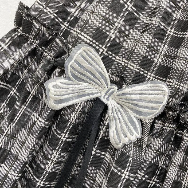 Gothic Plaid Bow High Waist A-line Mini Skirt