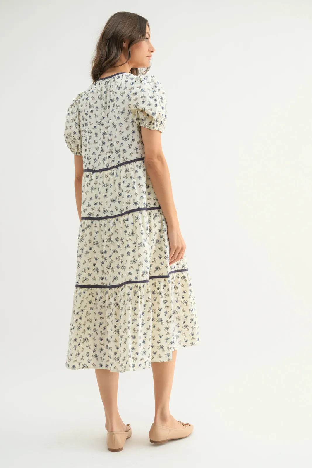 Gracie Piping Contrast Midi Dress