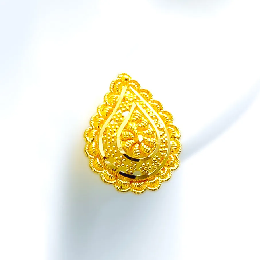 Grandiose Floral Paisley 22k Gold Earrings