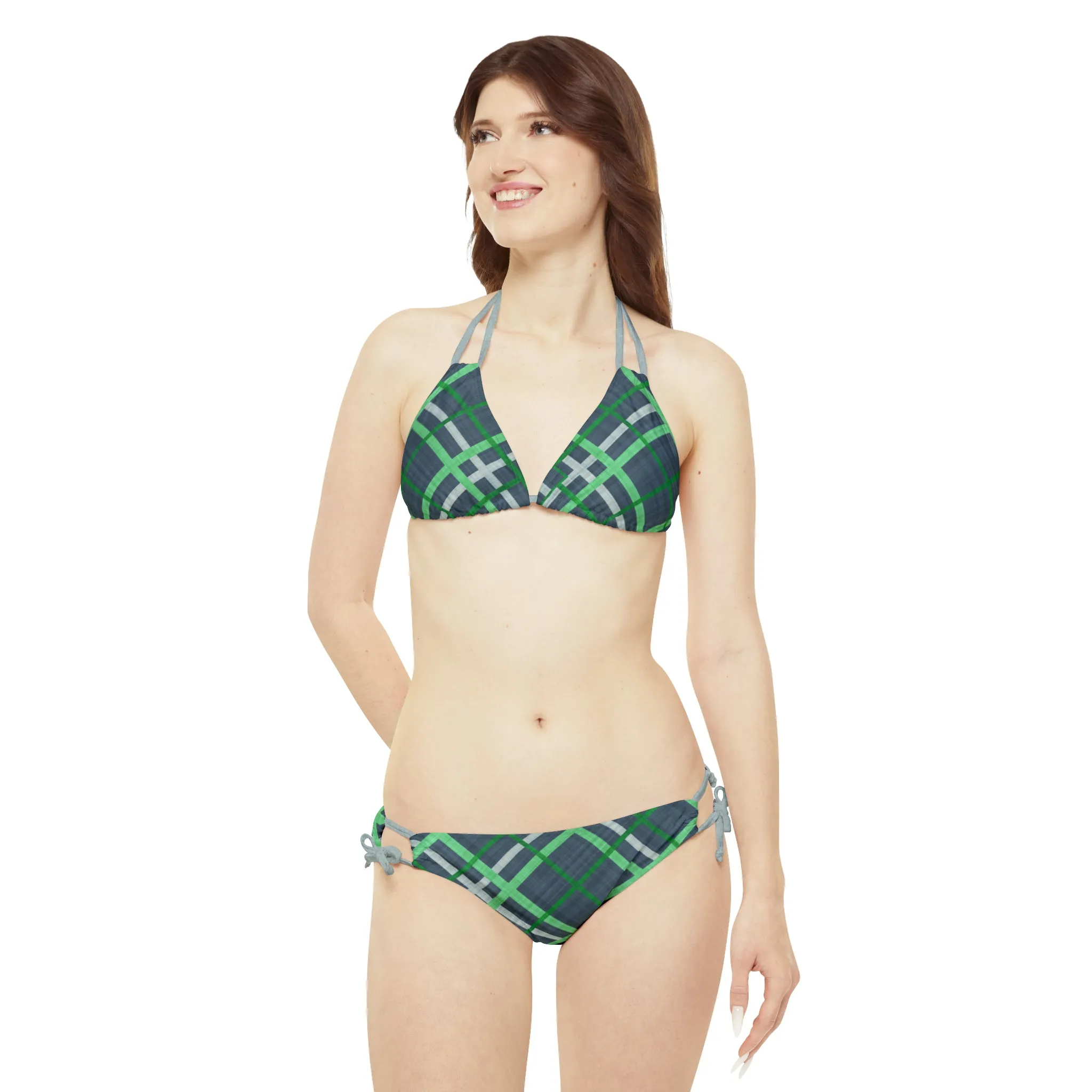 Green Plaid - Strappy Bikini Set (AOP)