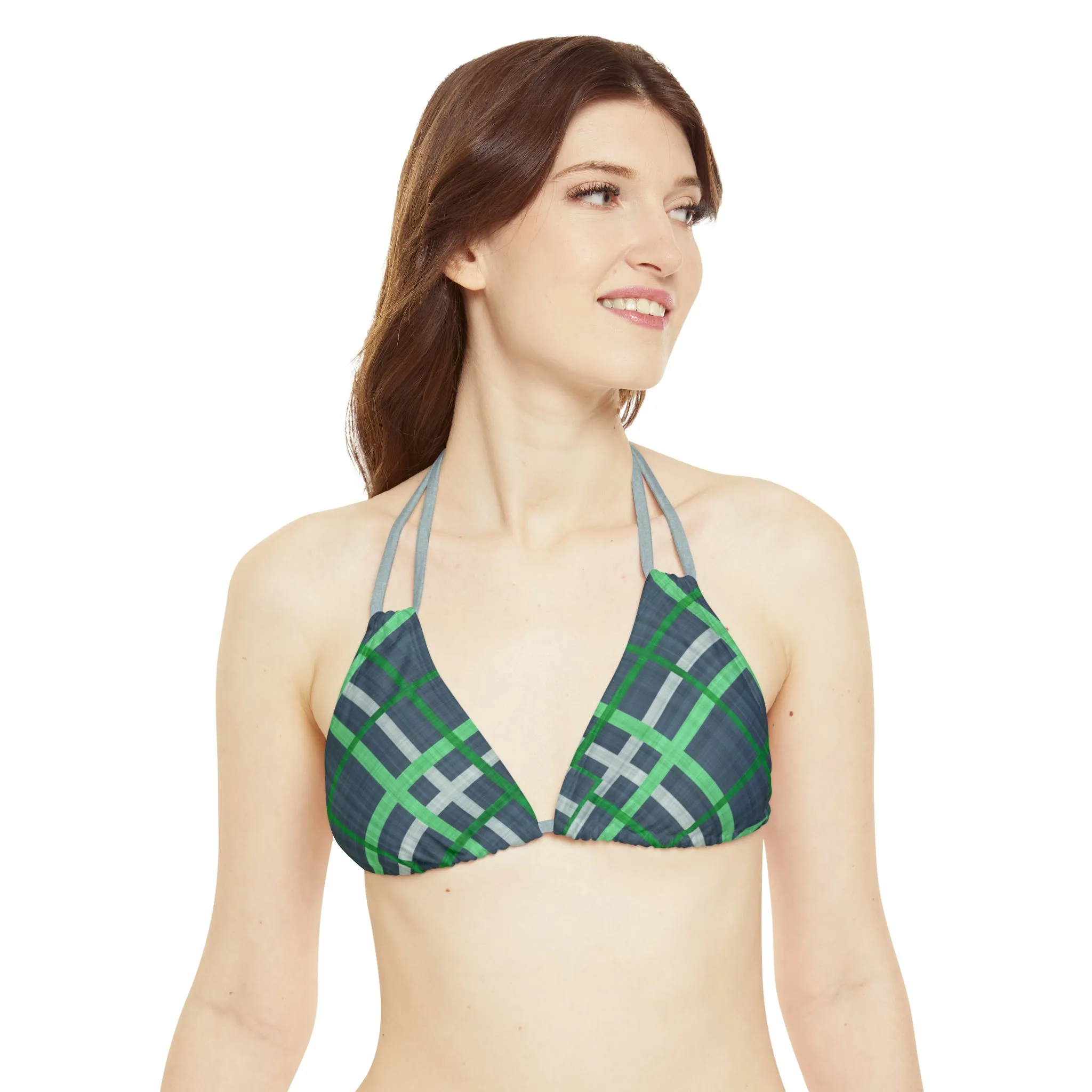 Green Plaid - Strappy Bikini Set (AOP)