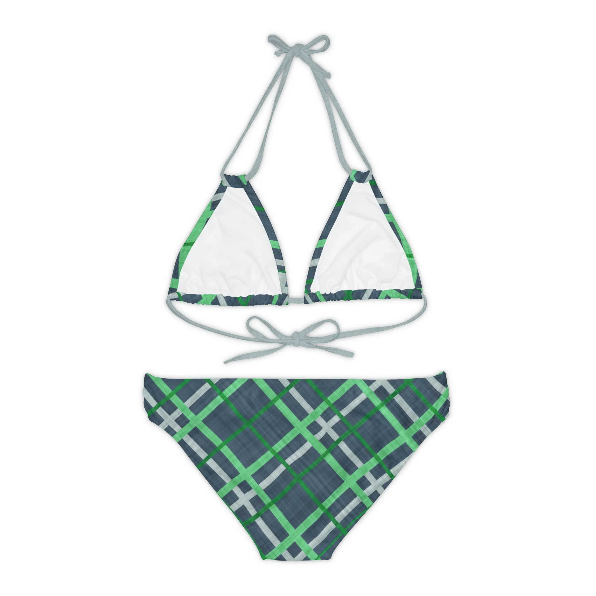 Green Plaid - Strappy Bikini Set (AOP)