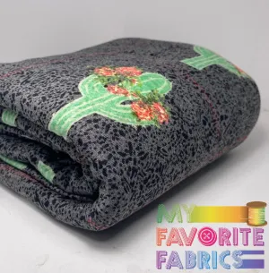 Grey Cactus Floral French Terry