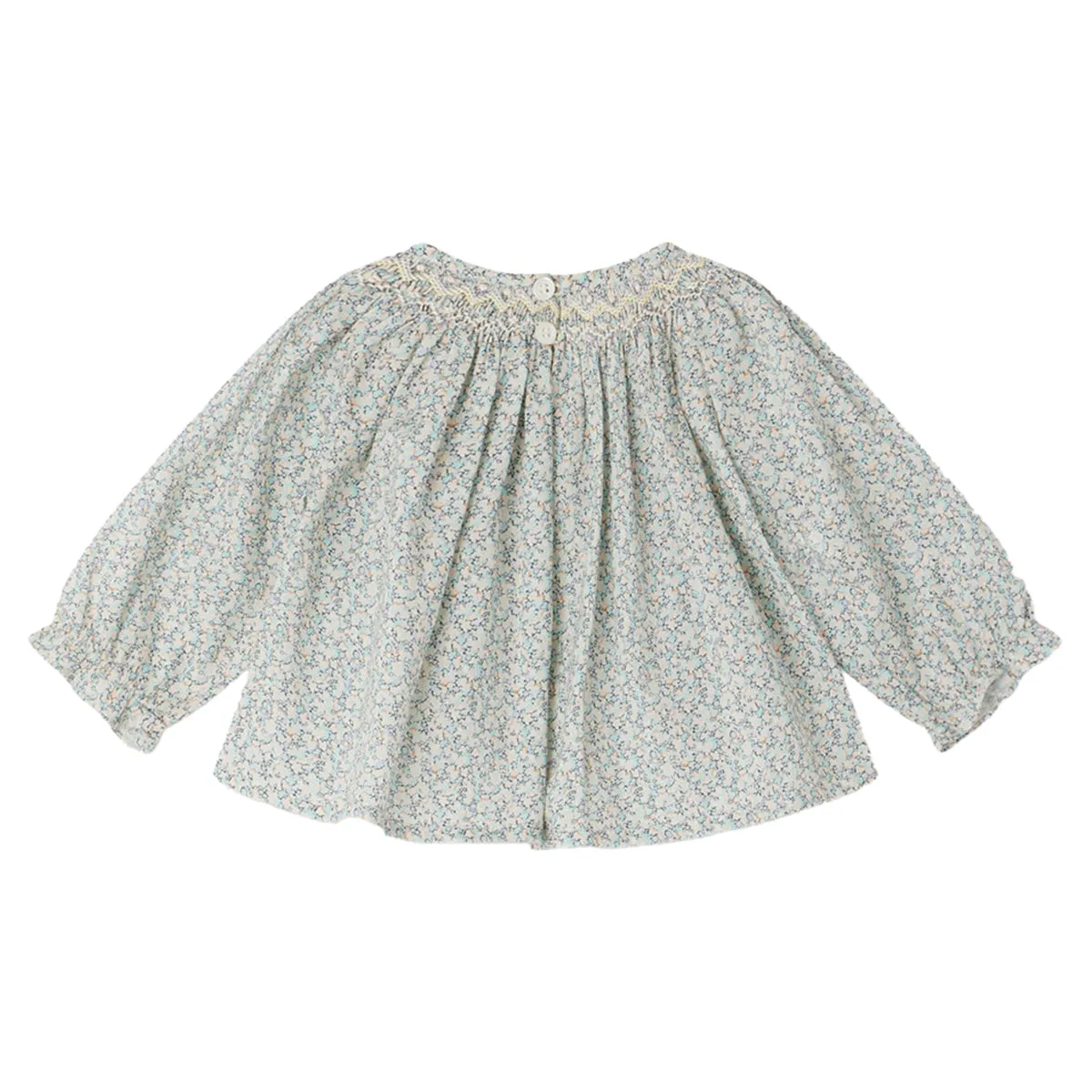 Griotte Blue Floral Smocked Blouse
