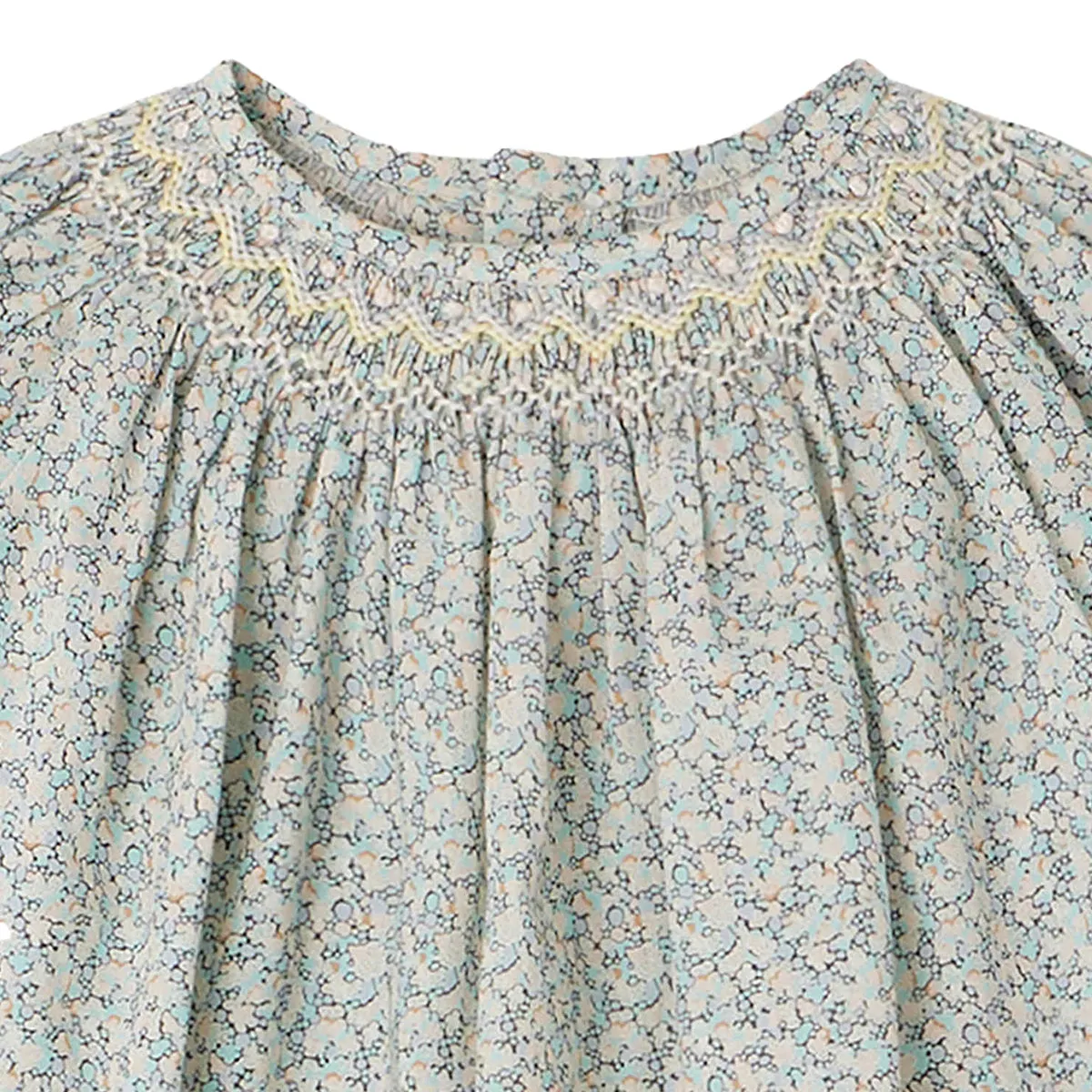 Griotte Blue Floral Smocked Blouse