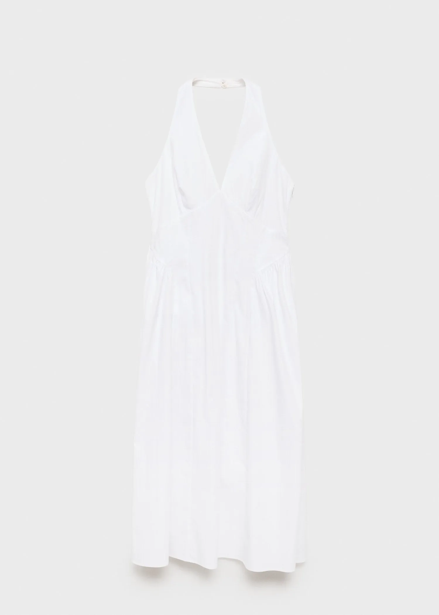 Halter neck cotton midi-dress