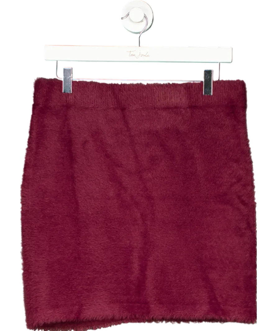 H&M Red Bijoux Button Fluffy Knit Mini Skirt UK 12