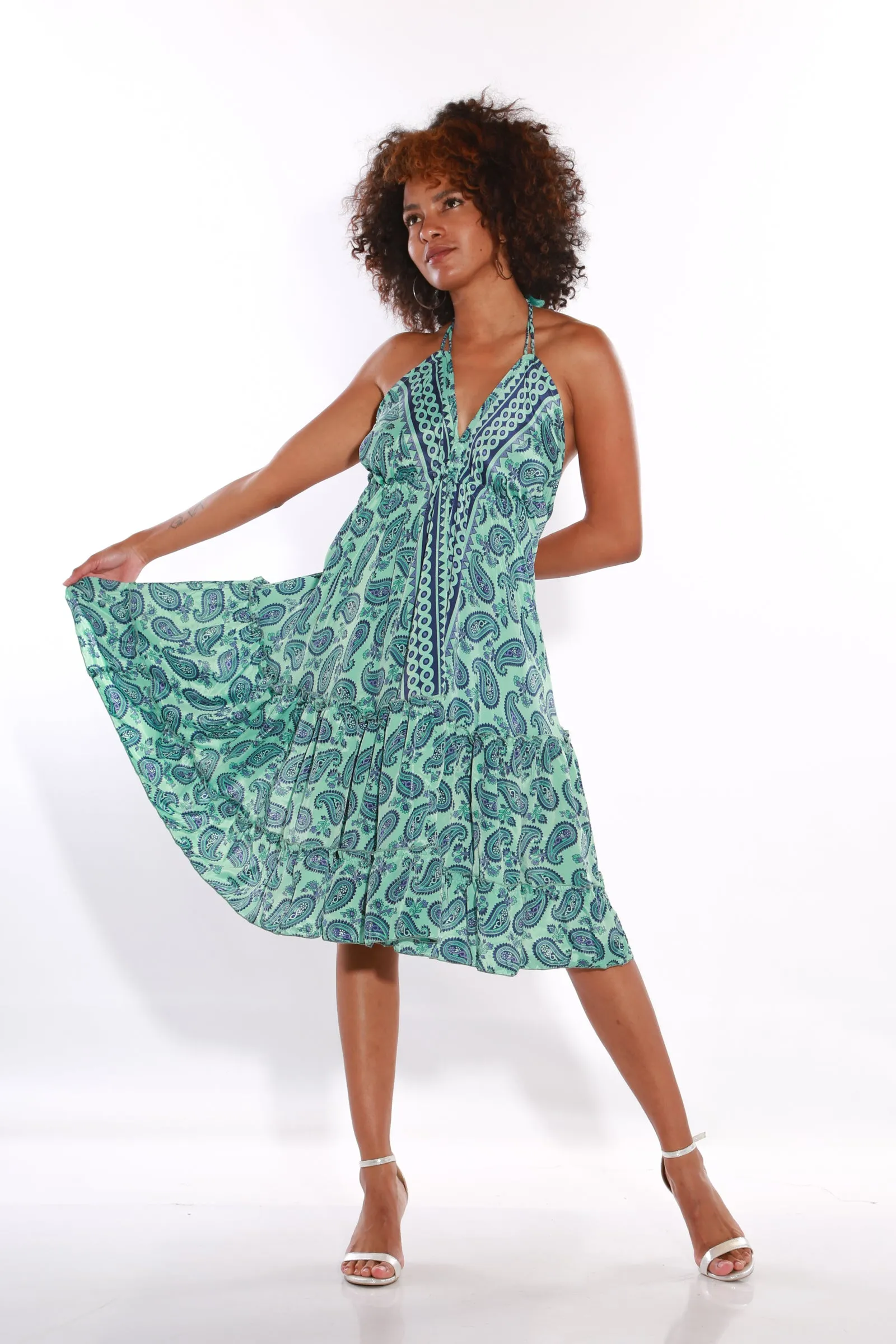 Happy Spaghetti Short sun dress- teal