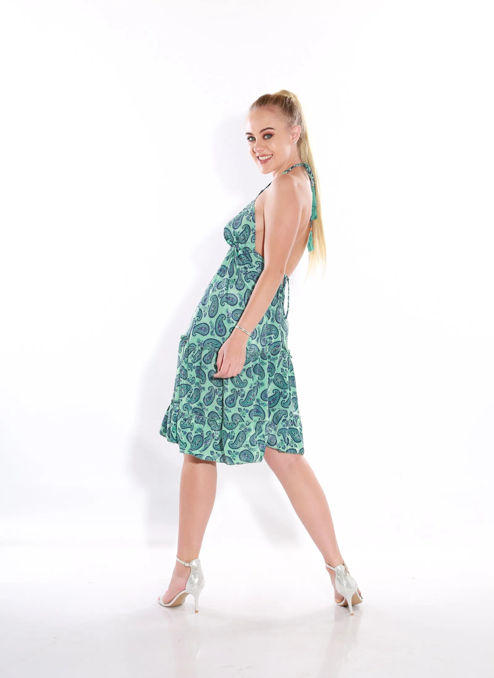 Happy Spaghetti Short sun dress- teal