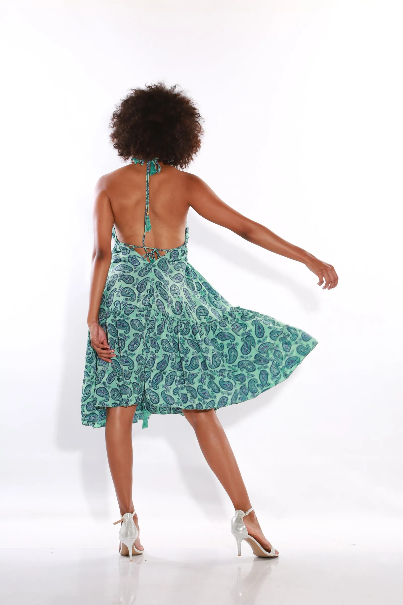 Happy Spaghetti Short sun dress- teal