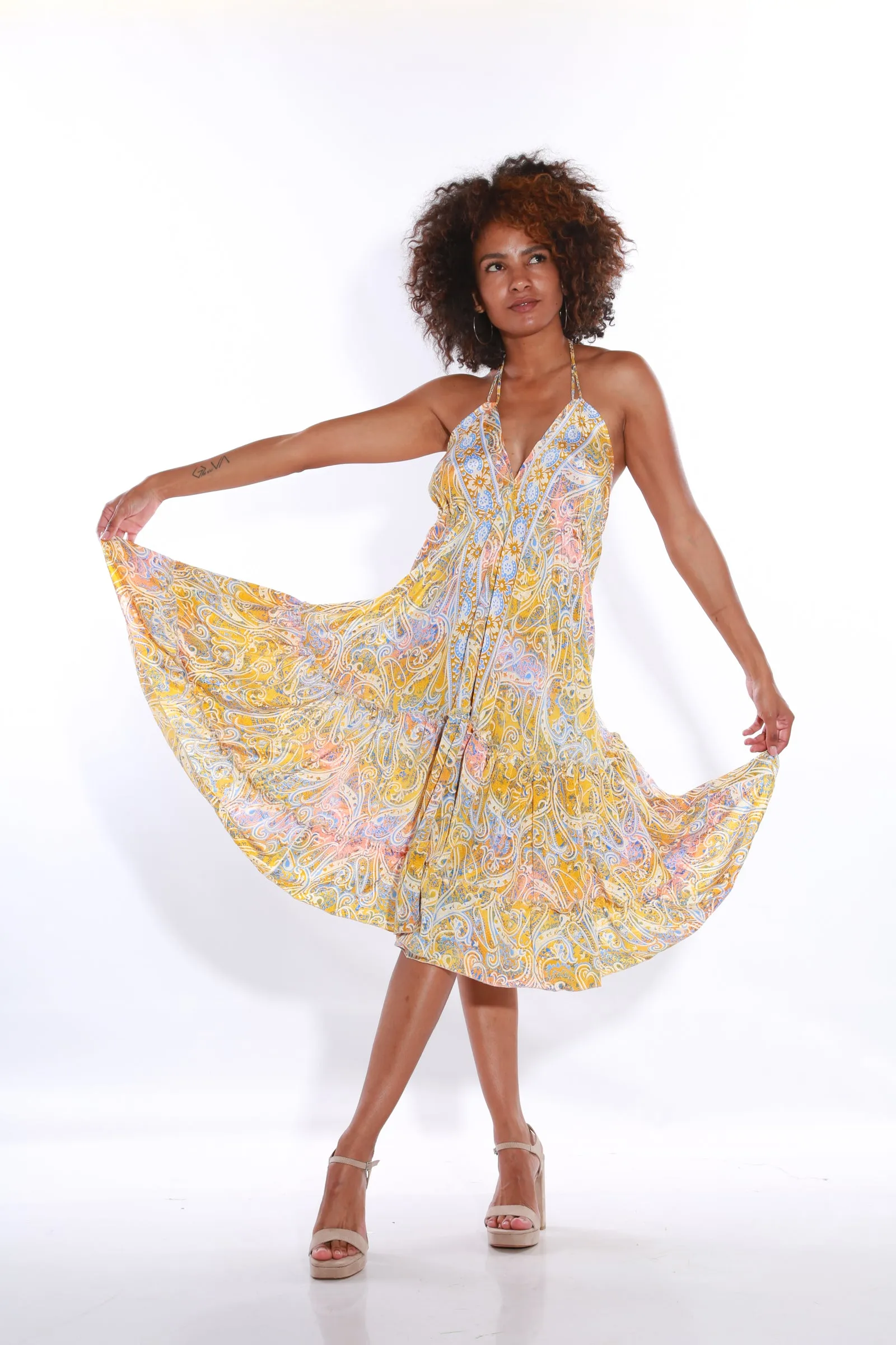Happy Spaghetti Short sun dress- tuscany