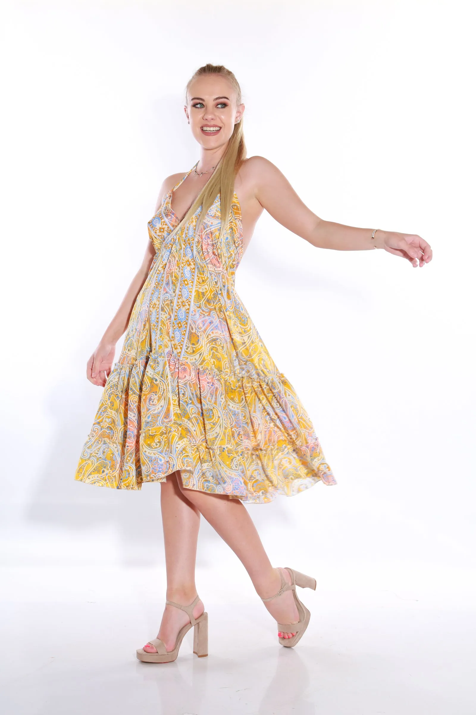 Happy Spaghetti Short sun dress- tuscany