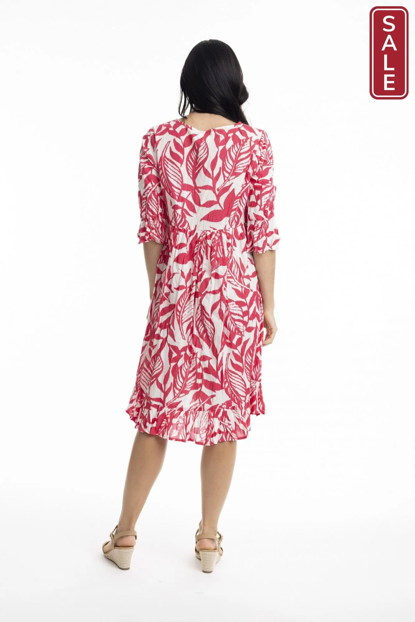 Hayman Frill Sleeve Pinch Pleat Dress
