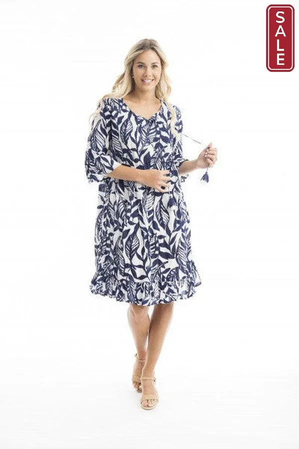 Hayman Frill Sleeve Pinch Pleat Dress