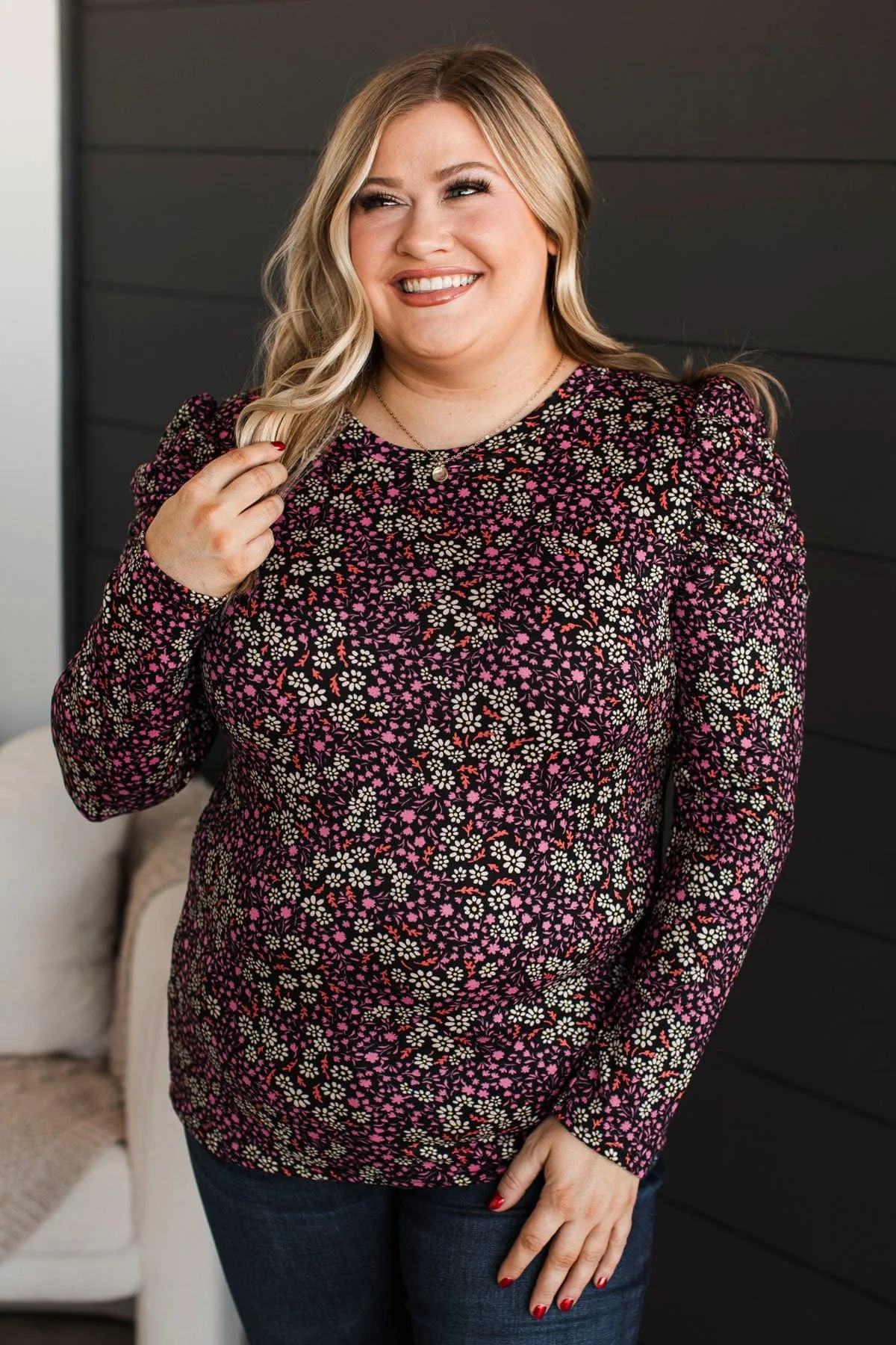 Here's To Forever Floral Top- Black