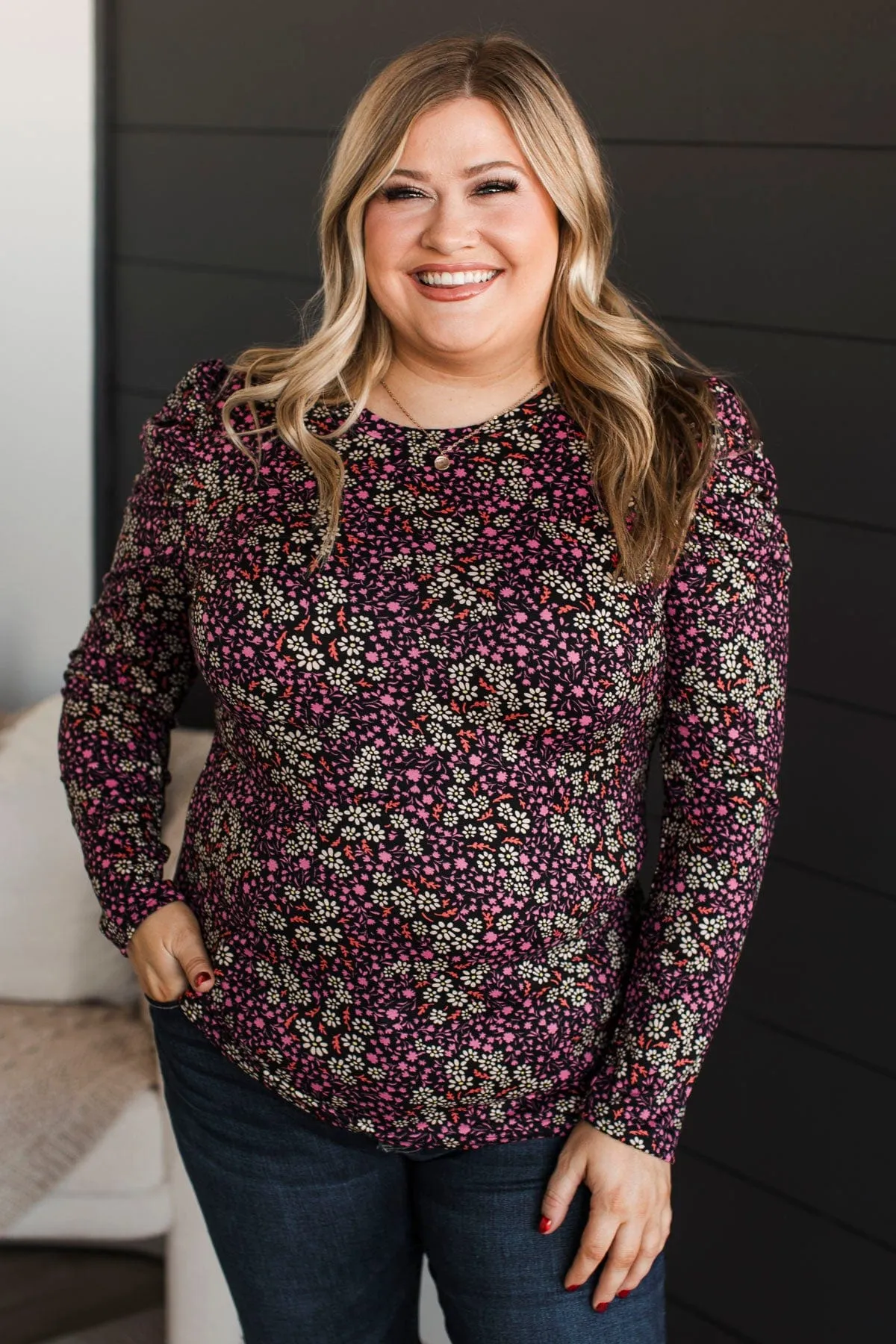Here's To Forever Floral Top- Black