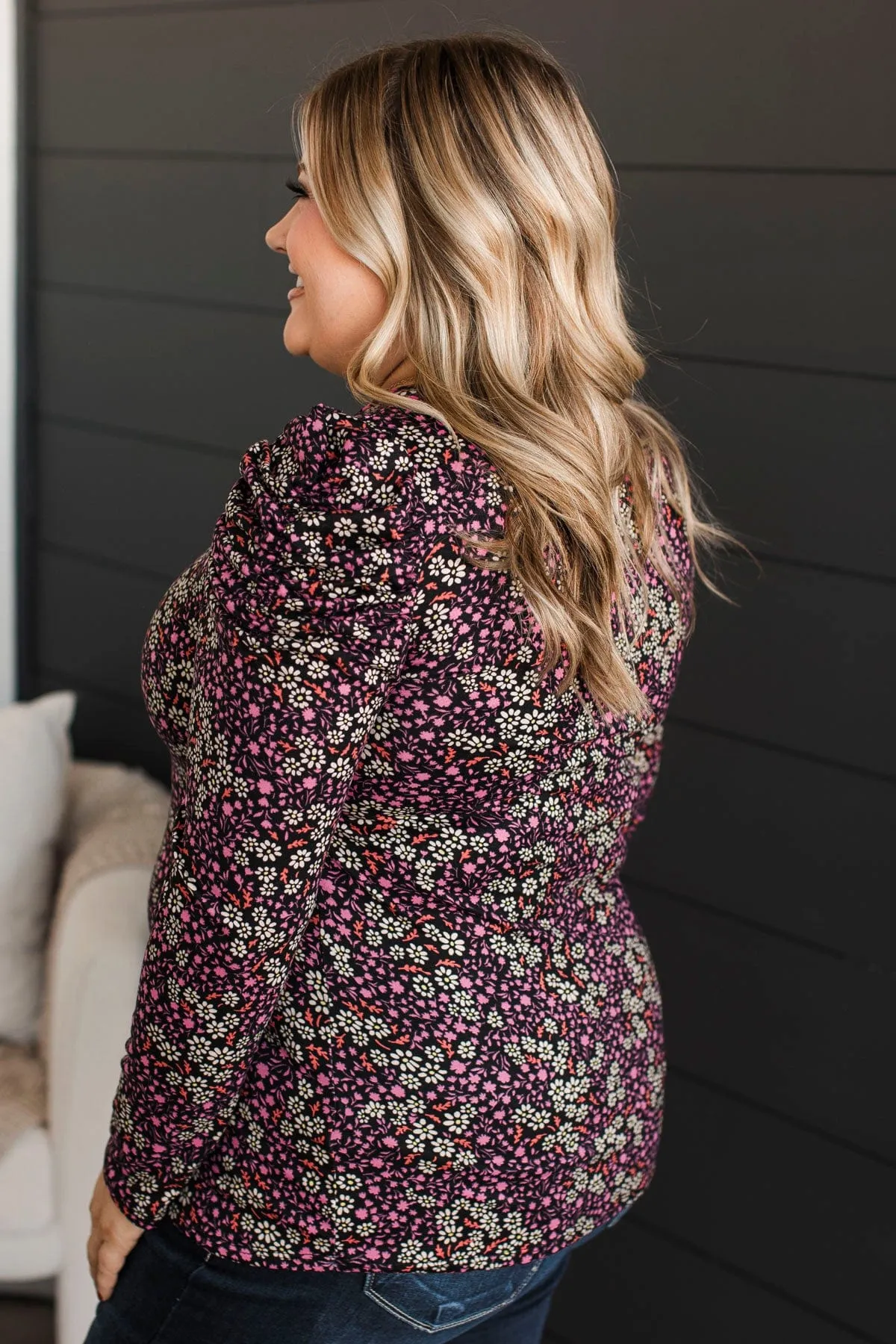 Here's To Forever Floral Top- Black