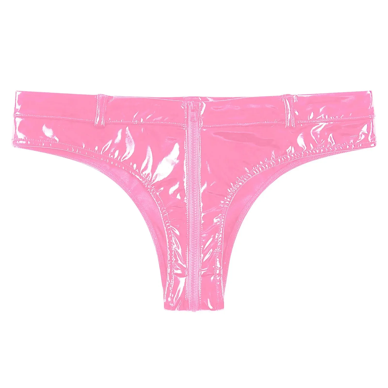 High Waist Shorts Patent Leather Open Front Mini Shorts