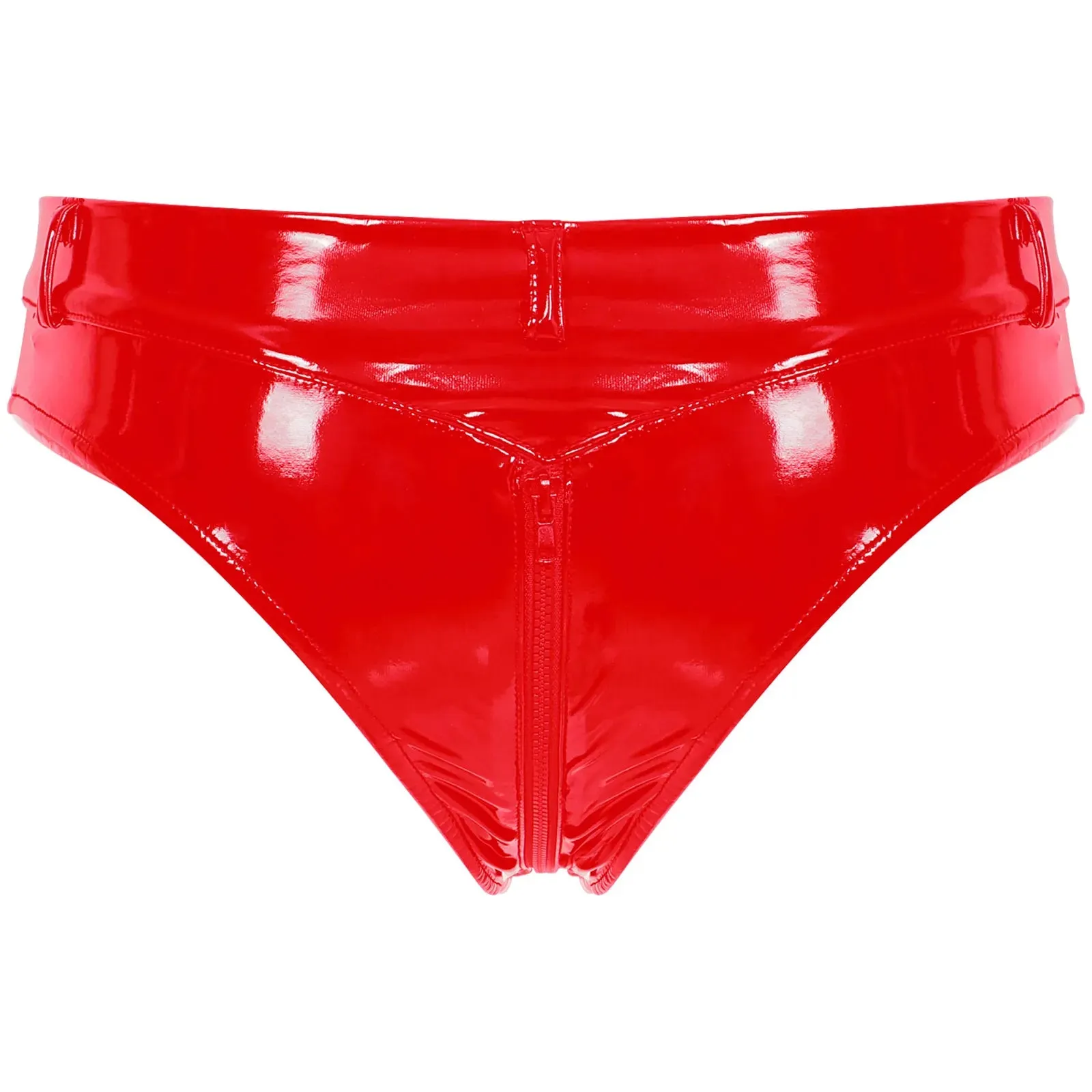 High Waist Shorts Patent Leather Open Front Mini Shorts