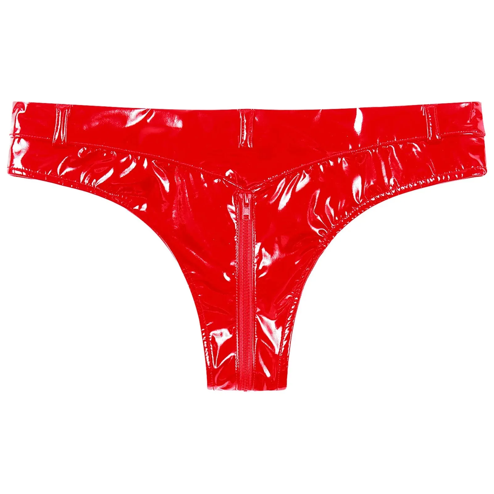 High Waist Shorts Patent Leather Open Front Mini Shorts