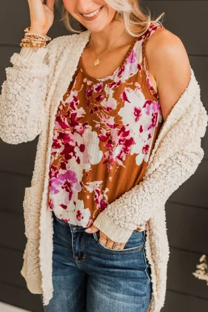 Inspire Me Floral Tank Top- Camel
