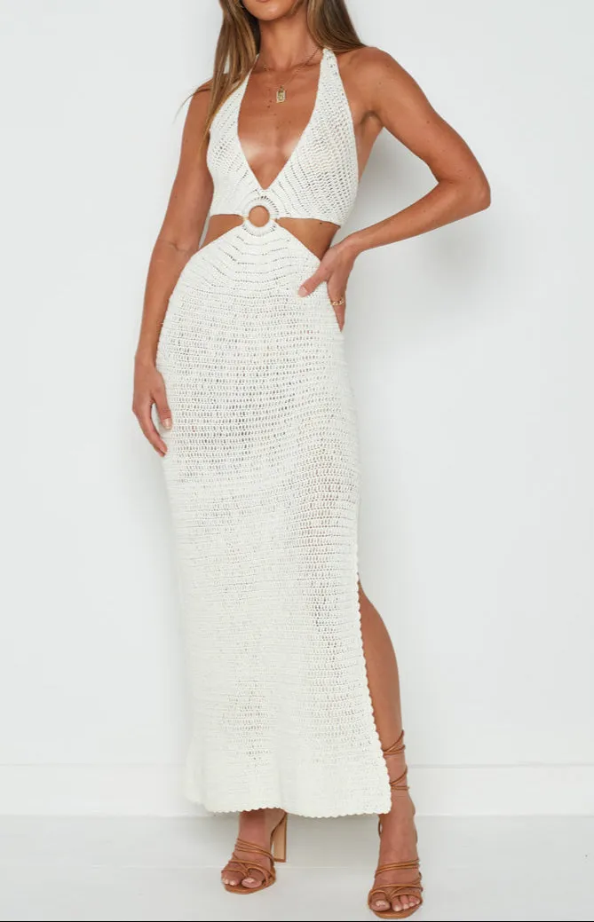 Isotta crochet halterneck midi dress