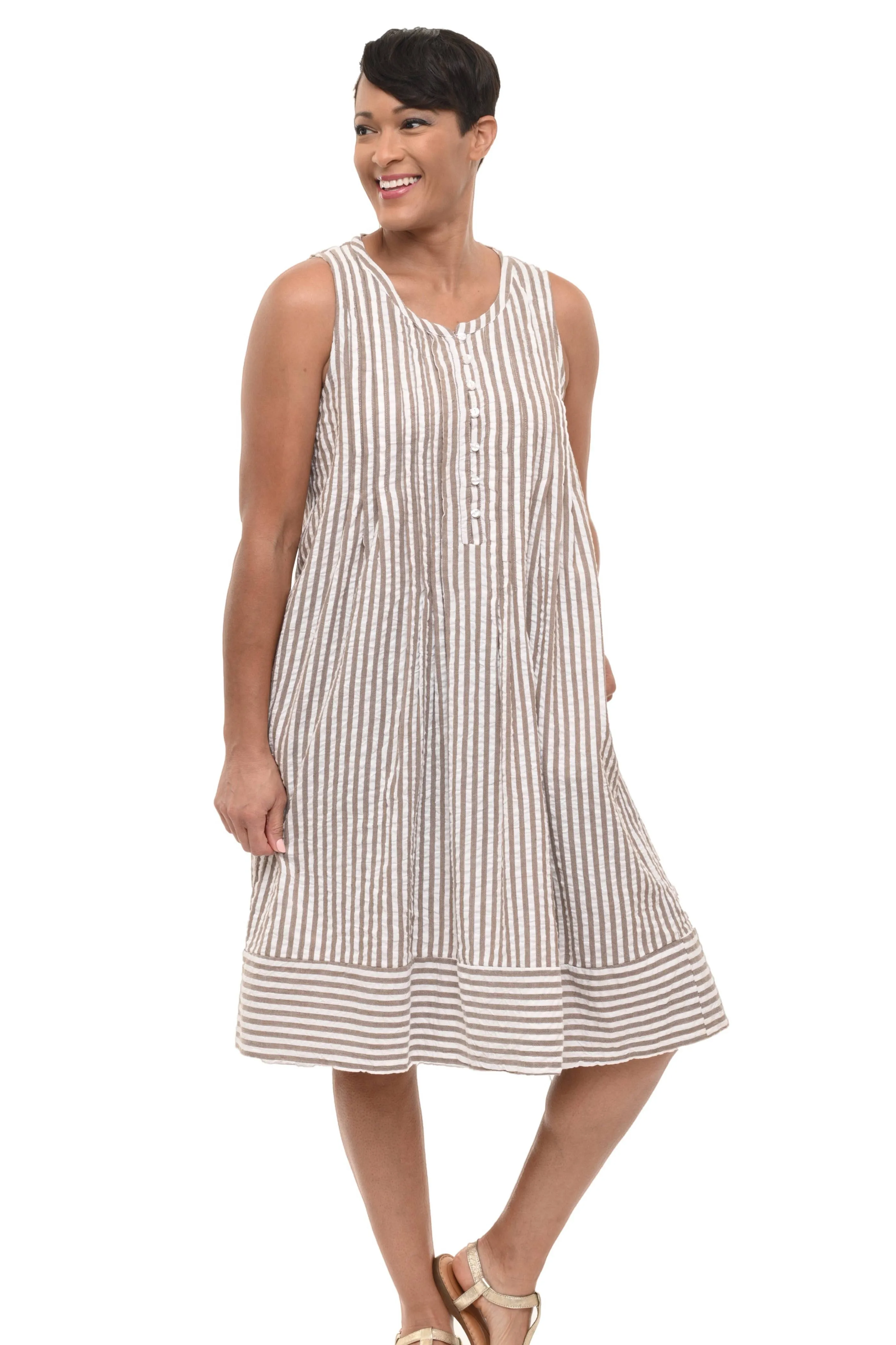 Jennings Dress in Coco Seersucker Stripe
