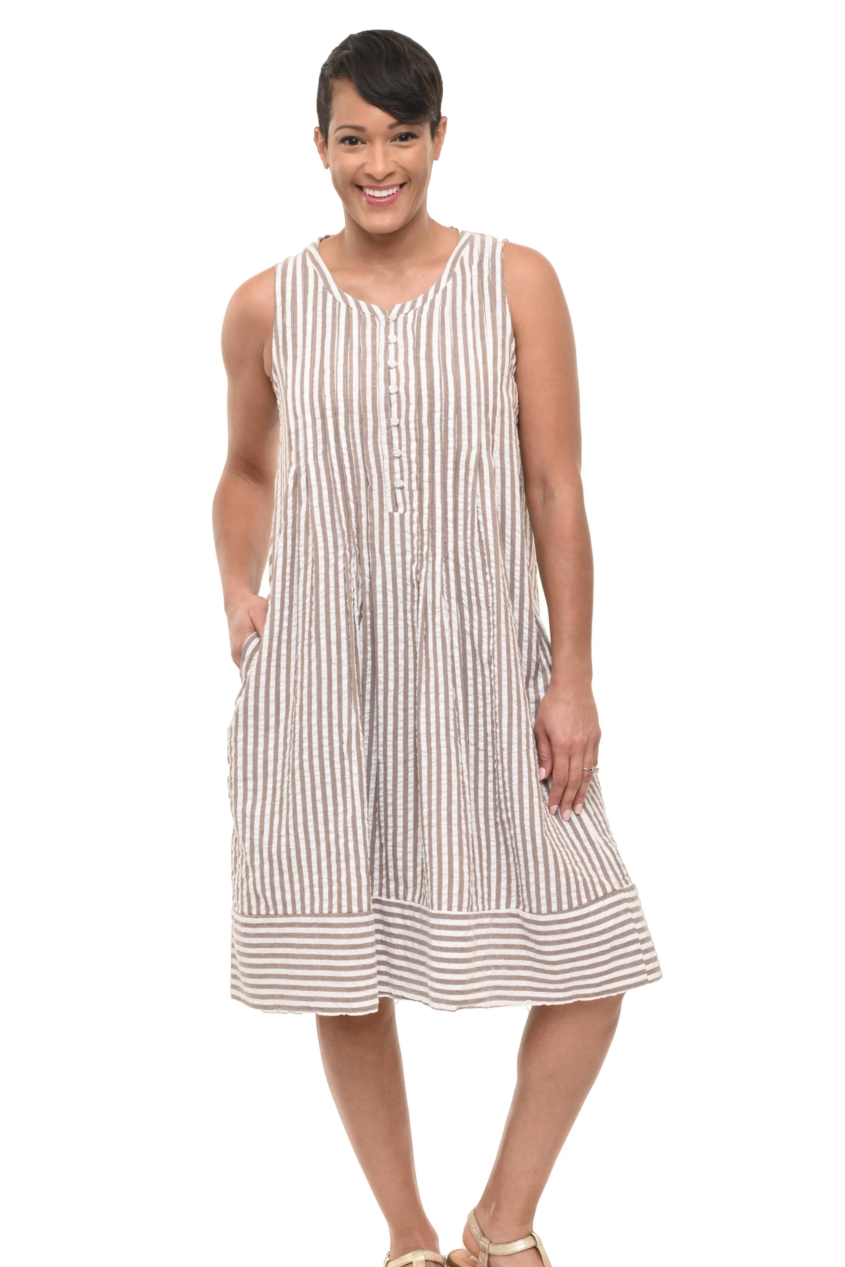 Jennings Dress in Coco Seersucker Stripe