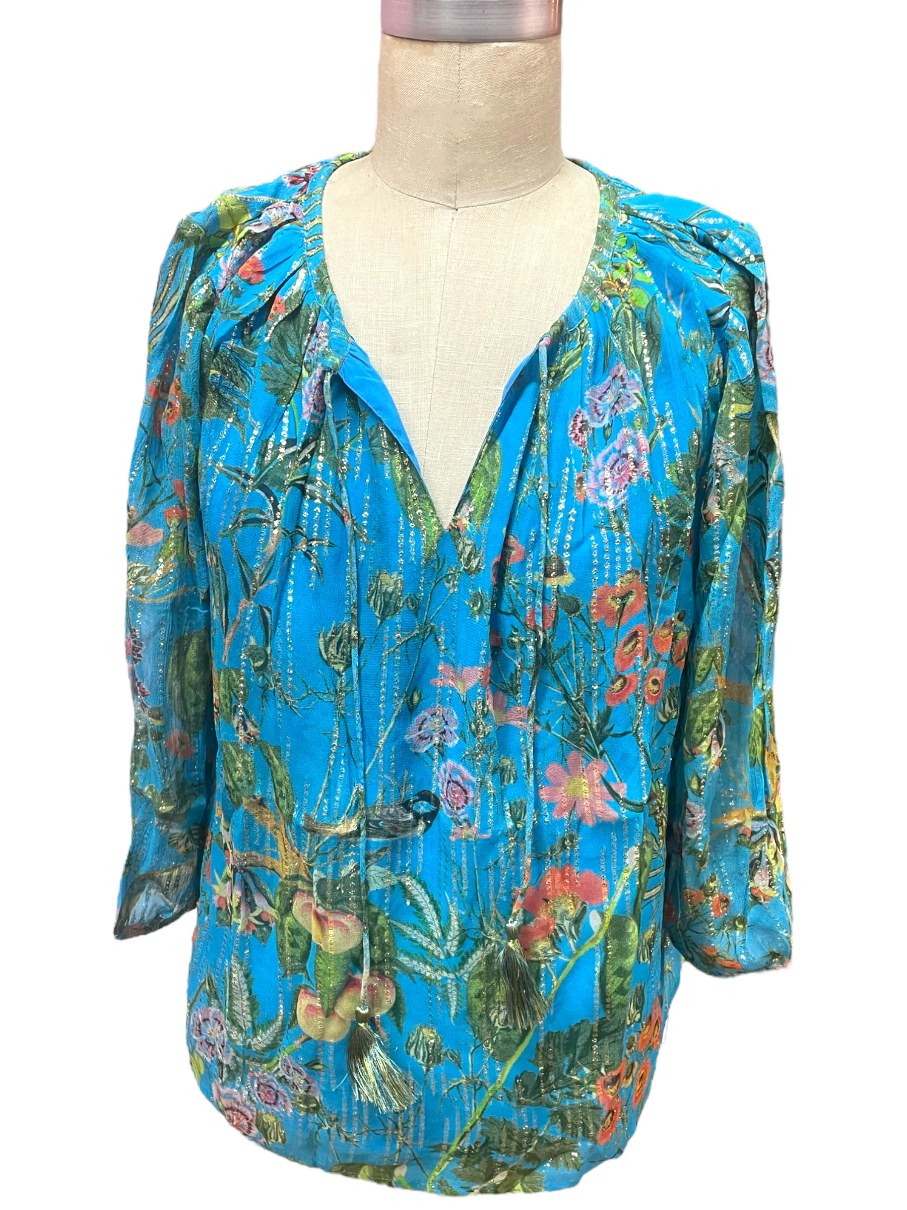 Just Bellina Blouse - Blue Floral