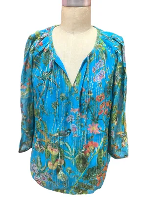Just Bellina Blouse - Blue Floral