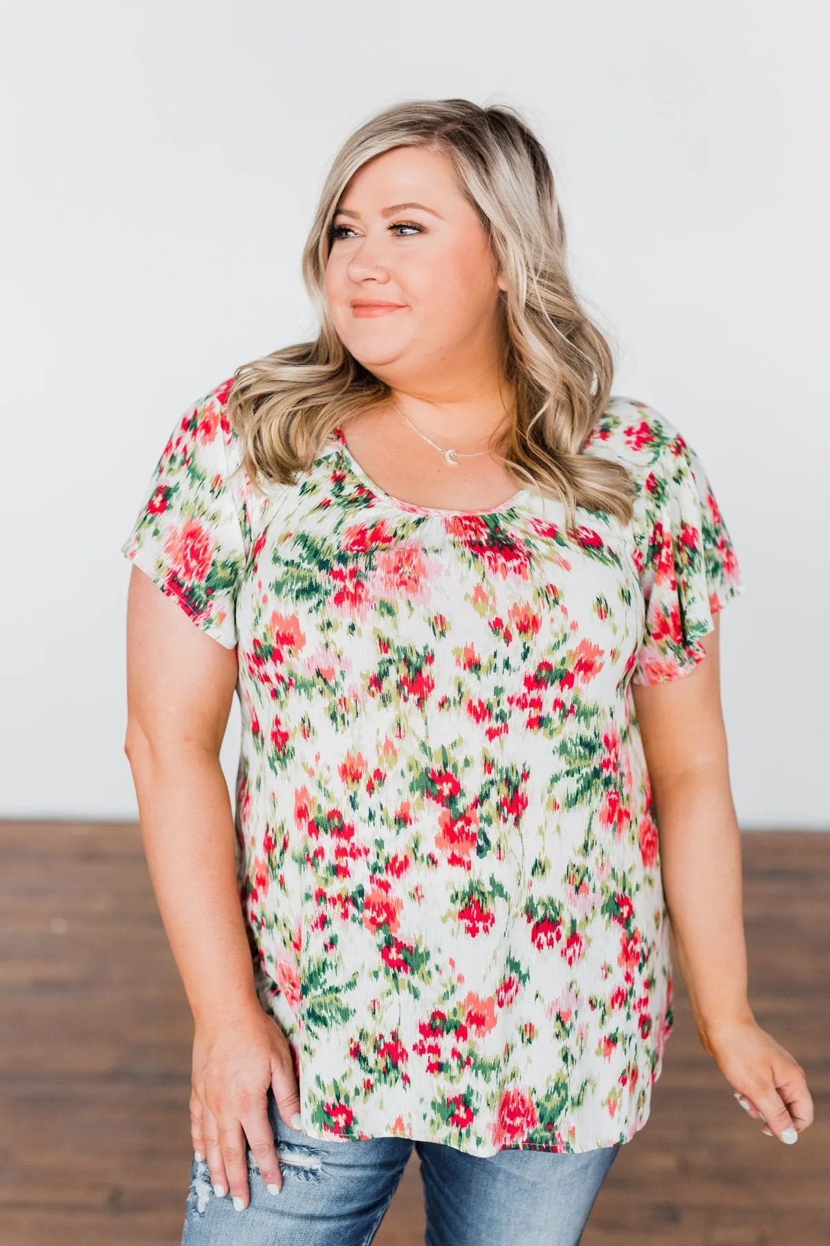 Just Dreaming Floral Top- Ivory