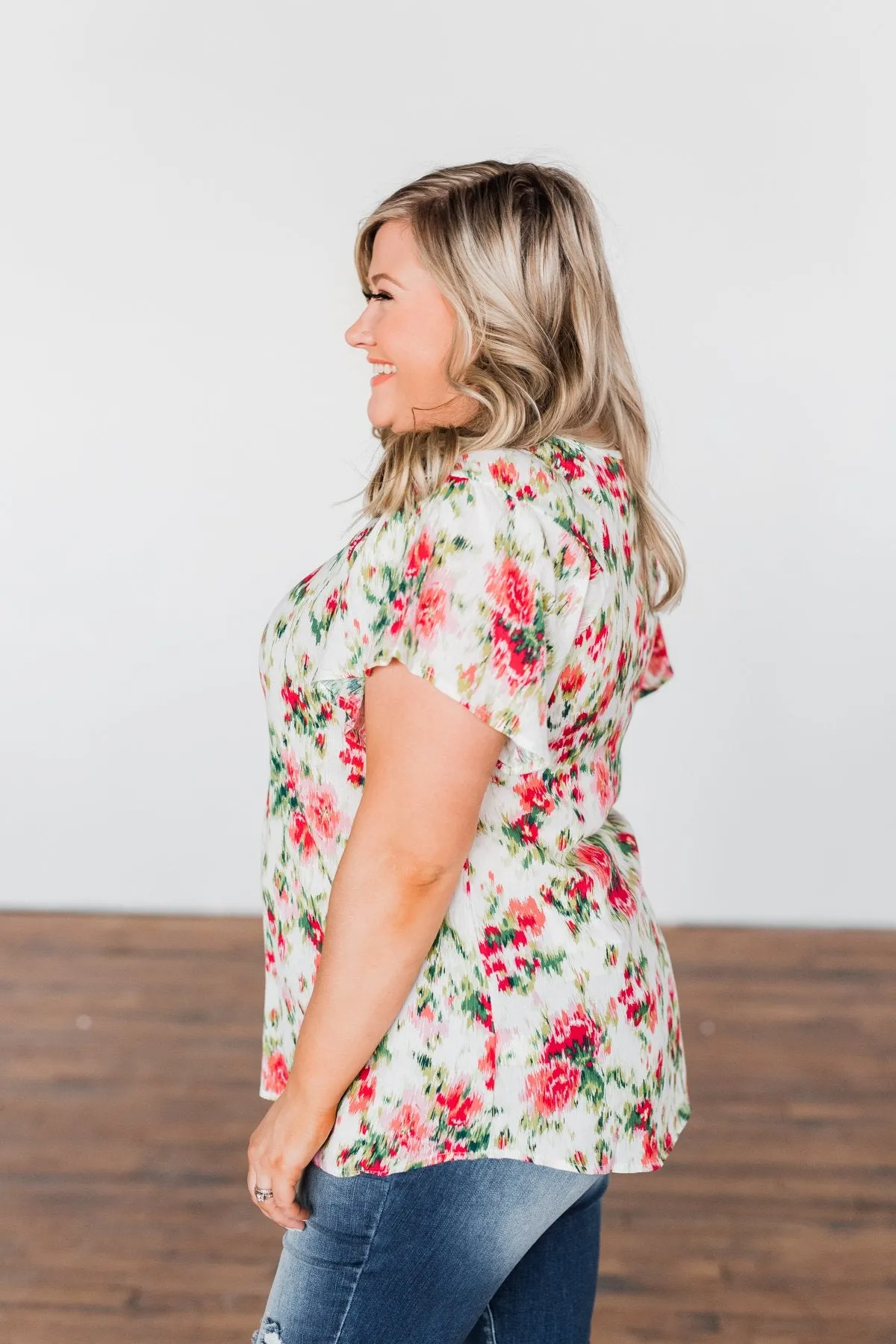 Just Dreaming Floral Top- Ivory