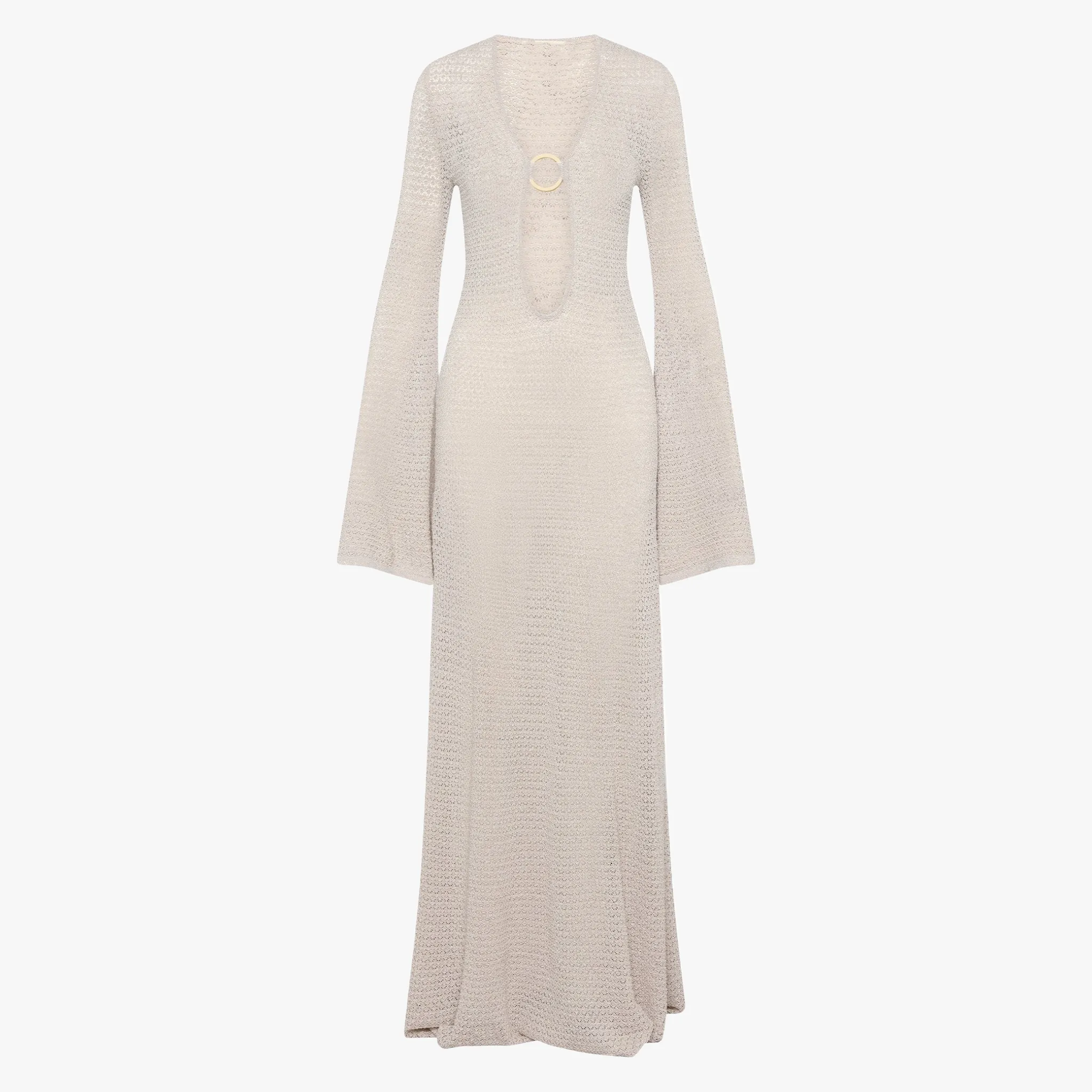 Knit Maxi Dress with Plunging Neckline