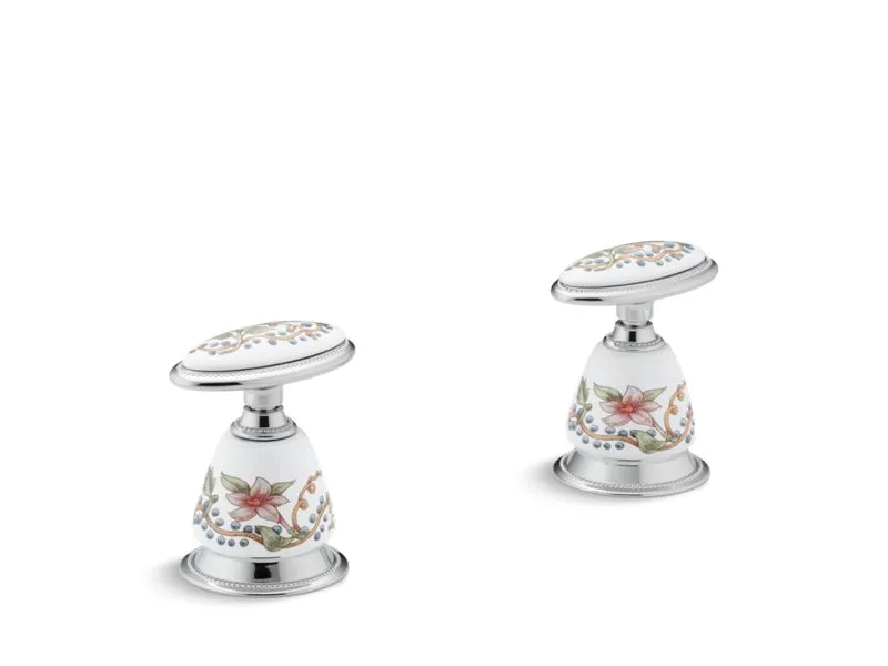 KOHLER K-260-FL English Trellis Antique Ceramic handle insets and skirts for bath faucets