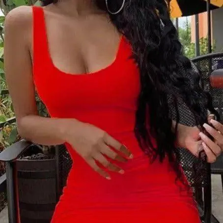 Lala Square Neck Basic Bodycon Mini Dress
