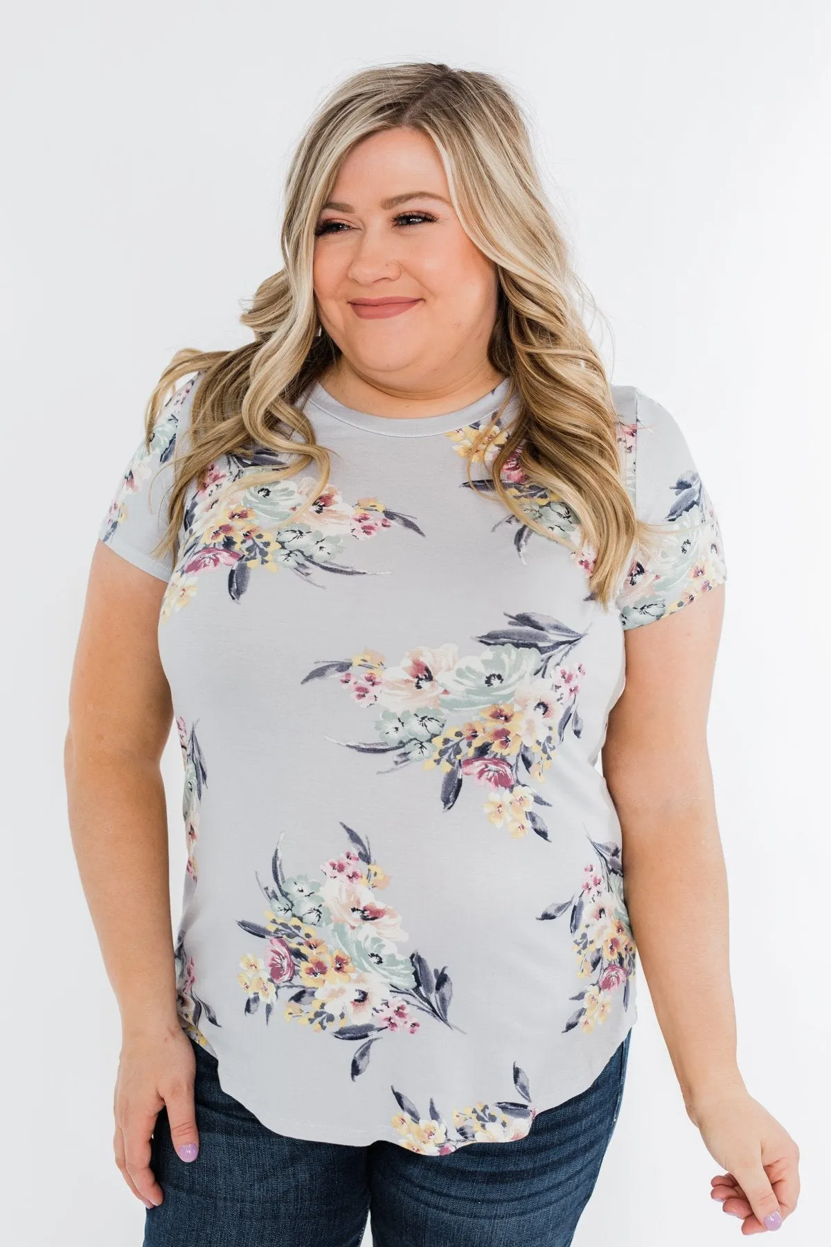 Lavish In Love Floral Top- Light Silver Purple