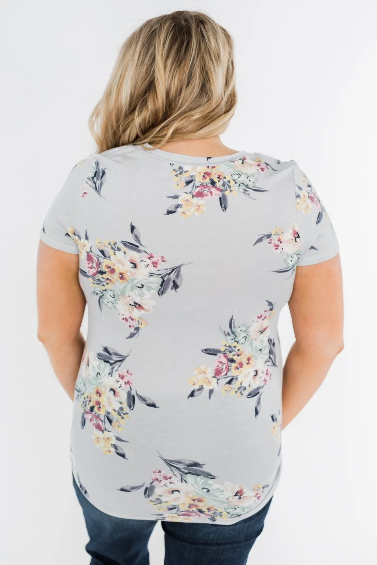 Lavish In Love Floral Top- Light Silver Purple